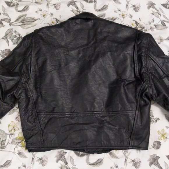 First Rockstar Black Leather Motorcycle Jacket - Picture 4 of 8